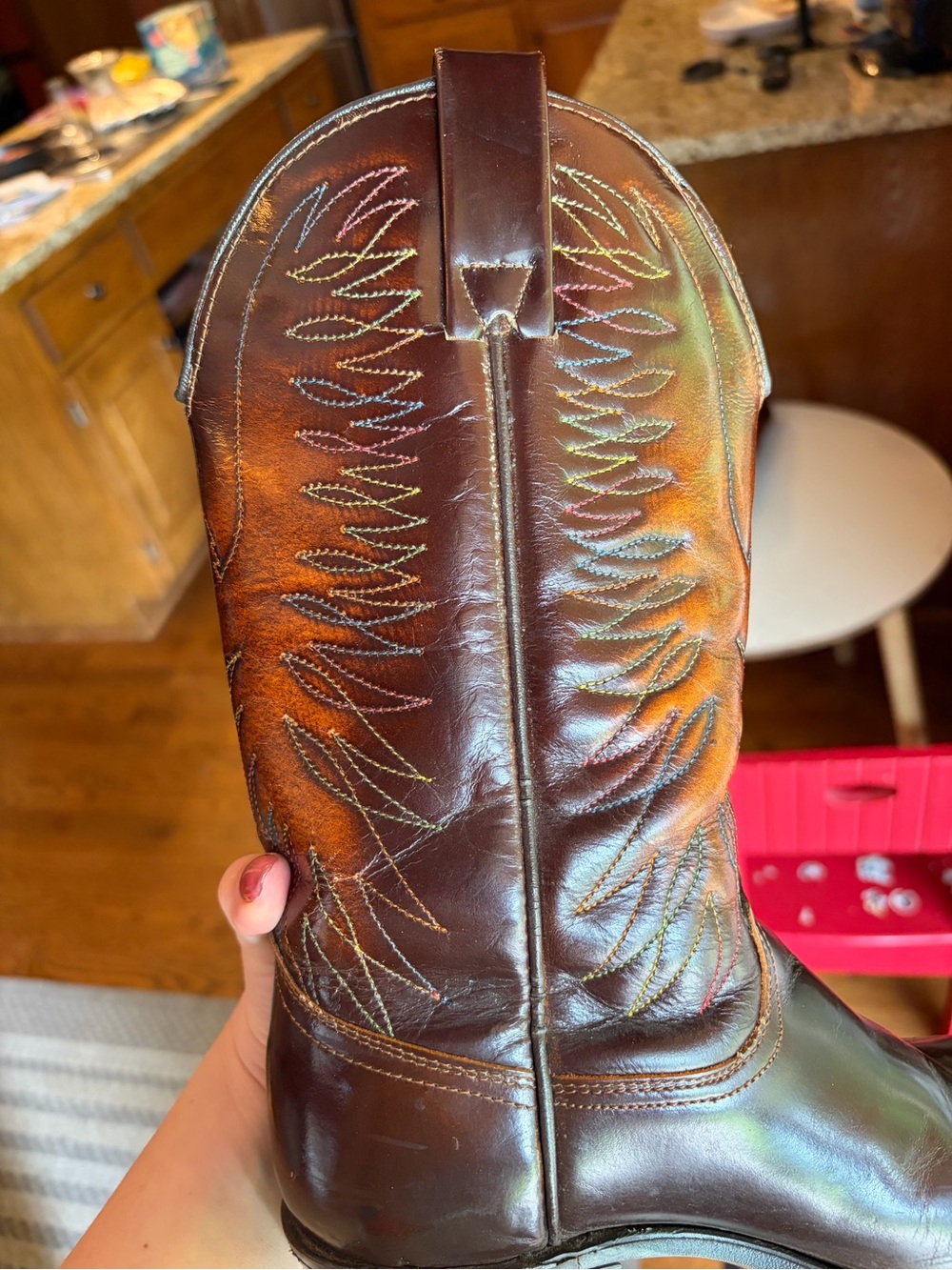 Vintage Wrangler Embroidered Eagle Western Leather Boots Colorful Embroidery View 4